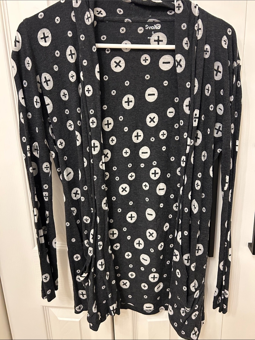 Svaha Black & White Math Teacher Open Cardigan